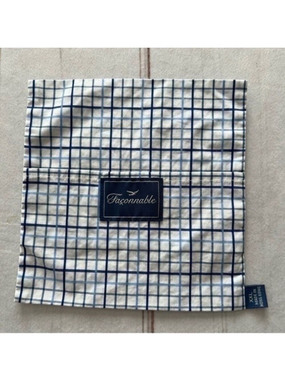 Faconnable Mens Size XXL Pocket Square for Suit Jacket Business Blue White